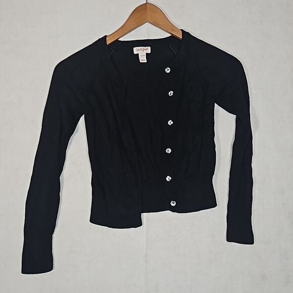 Cat & Jack Girls Black Cardigan Sweater with Sparkly Buttons - Picture 1 of 6